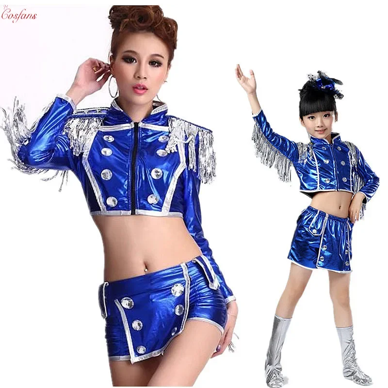 Women jazz dance costume DS performance wear hip hop dance costumes modern dance nightclub sexy clothes kids adult dancewear set