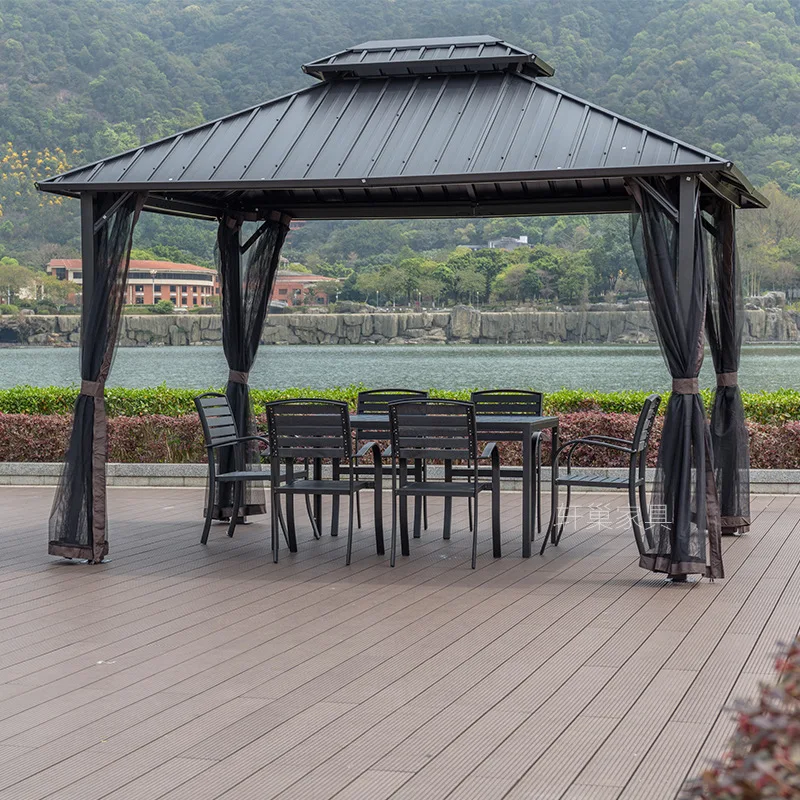 Double top aluminum alloy canopy, outdoor rainproof canopy, outdoor leisure courtyard galvanized awning