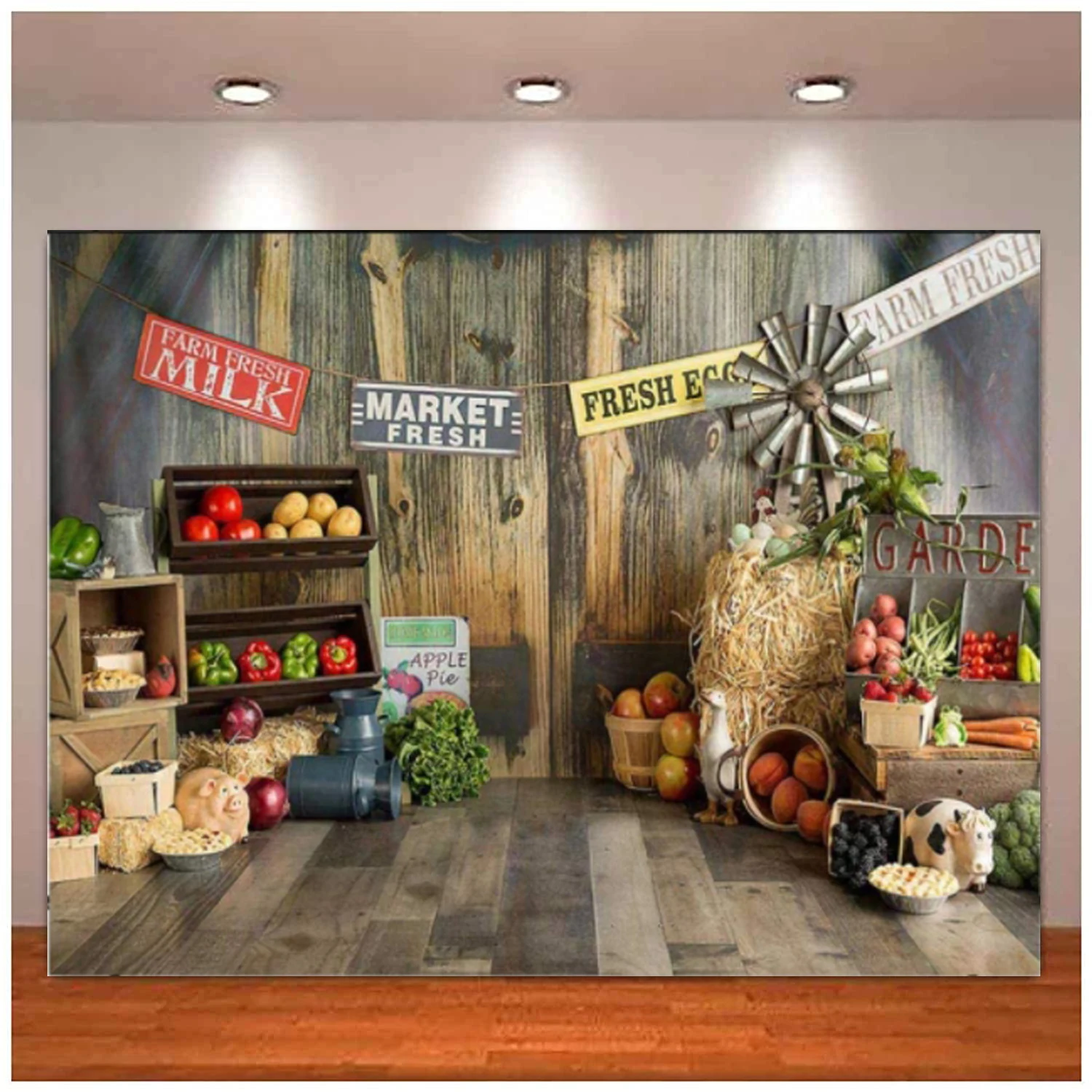 

Fresh Farm Cake Smash Photography Backdrop For Market Garden Vegetables Fruit Birthday Portrait Photo Background Photocall Props