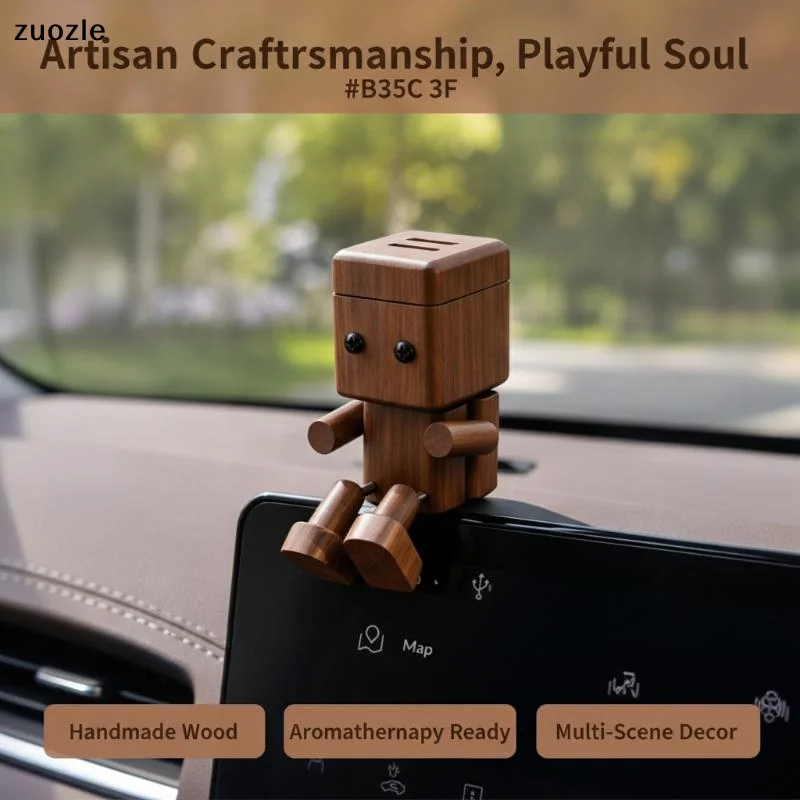 exquisiteSolid Wooden Car Air Freshener Movable Figurine Car Interior Decoration Desktop Ornament Ideal Gift For Friends