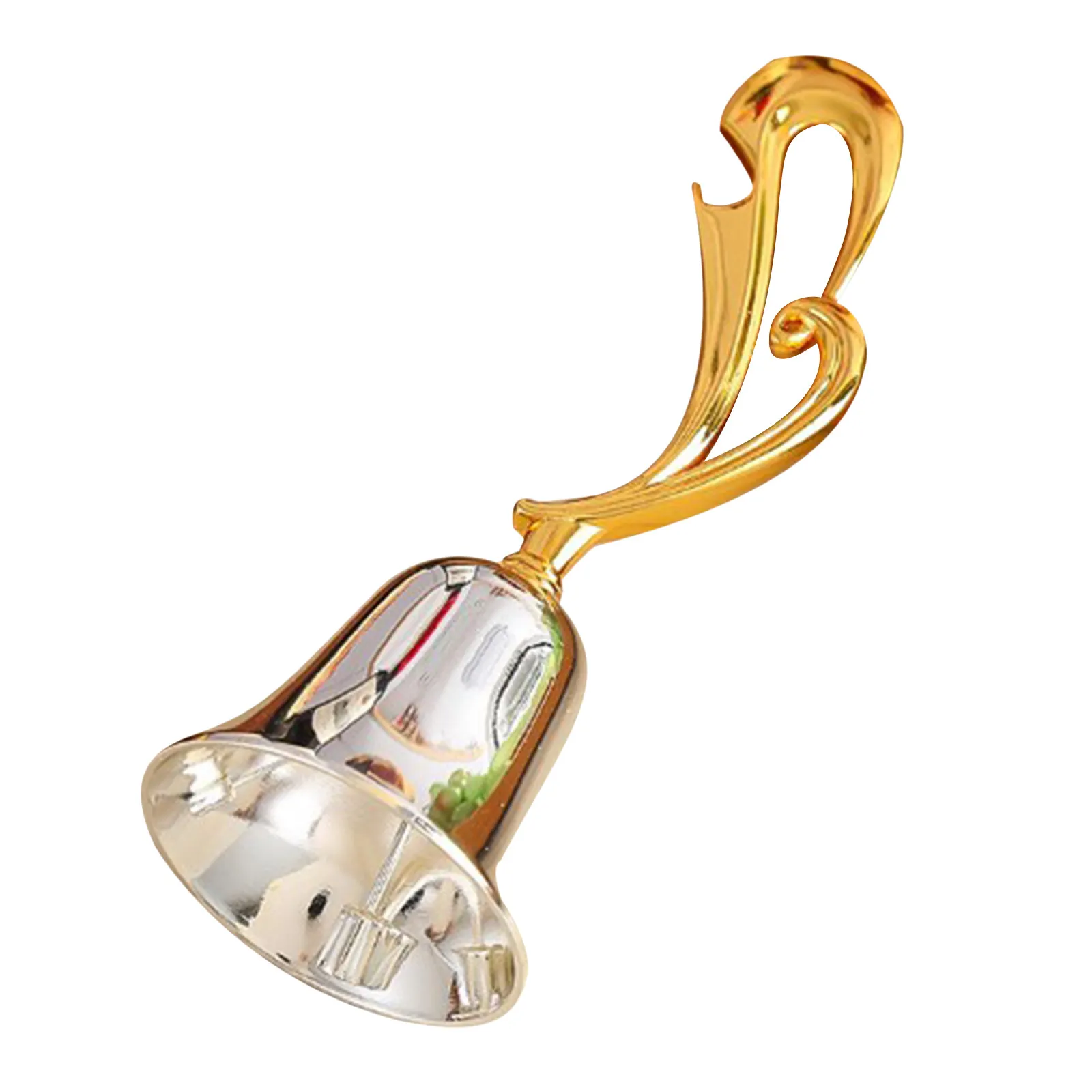 Hand Bell Loud Zinc Alloy Metal Handbell Gold Handle Manual Call Bell for Seniors Teachers Restaurant Desk Classroom Service