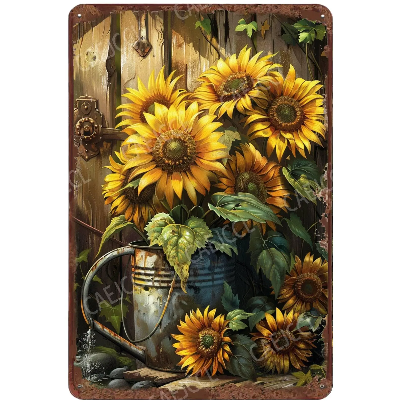 

Sunflower Sign Vintage Metal Sign Aluminum Tin Sign Flower Signs Wall Decor for Home Office Living Room Shop Garden Yard 8×12 I