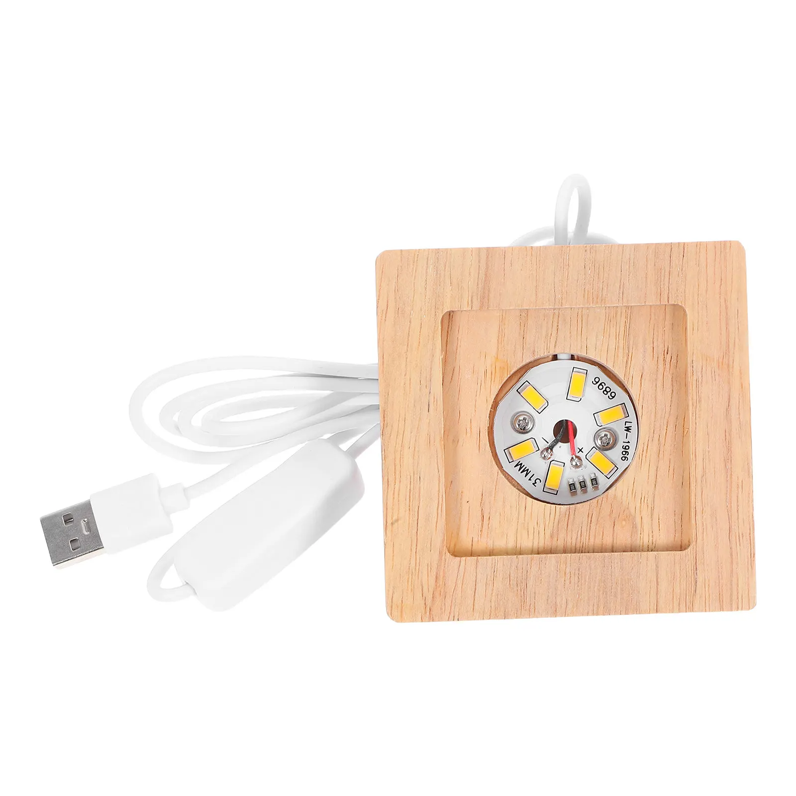 Wooden LED Display Stand For Home Decor New Year Decor Square Crystal Warm Light Specimens Collectibles Exhibition