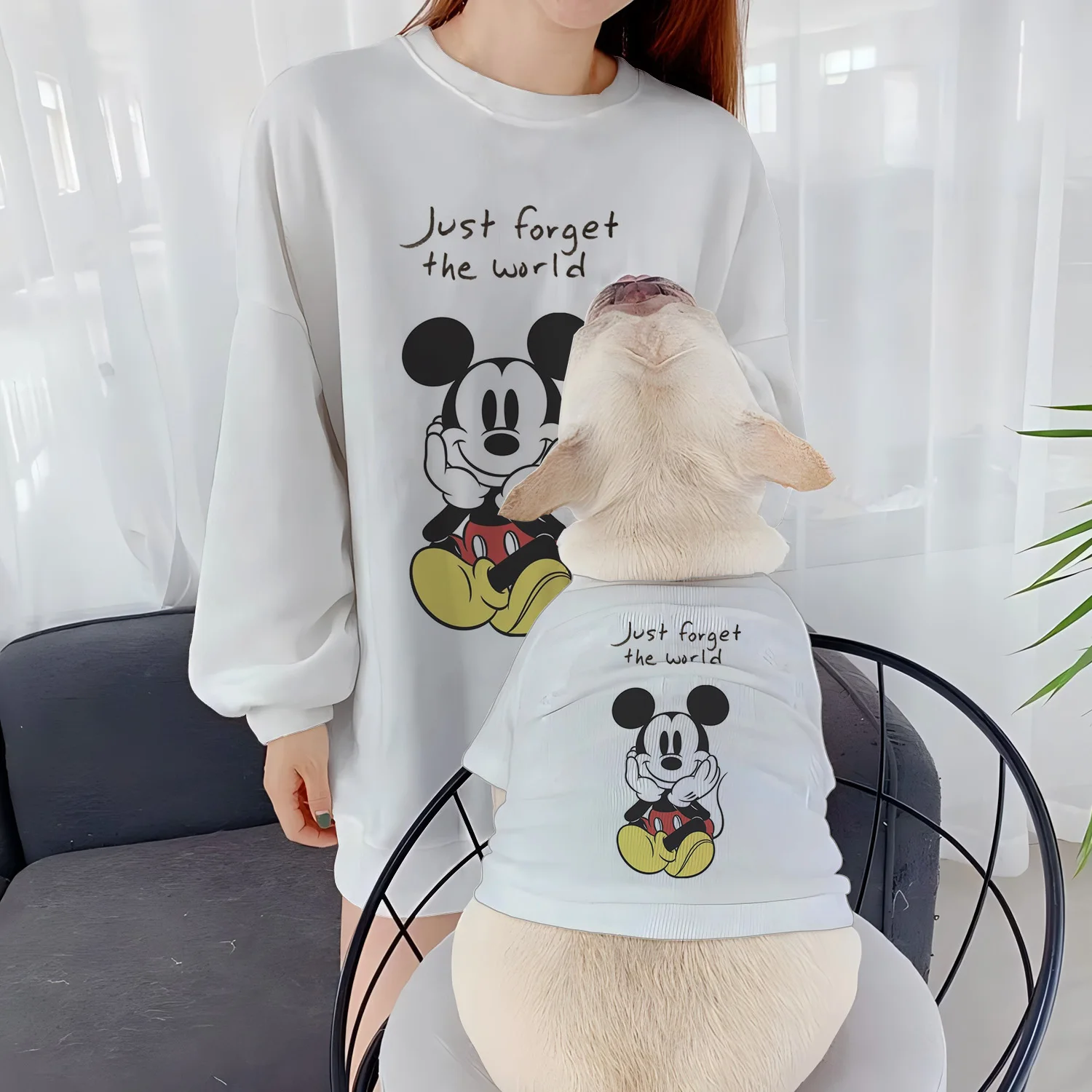 Casual Sweatshirts Autumn Women's Clothes Minnie Mouse Long Sleeve Disney Round Neck Winter Puppy Clothing Mickey Pullover Pet