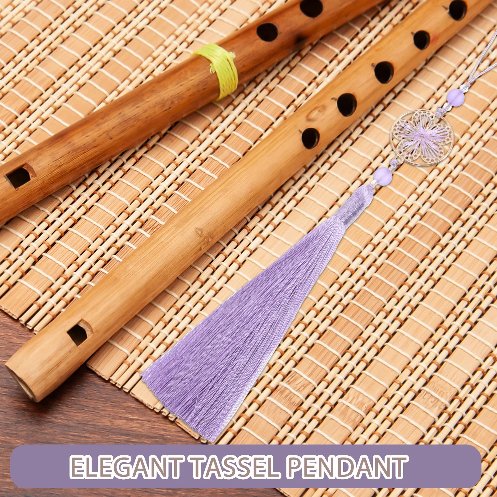 Chinese Flute Pendant Beaded Tassel DIY Craft Accessory Traditional Instrument Hanging Decoration