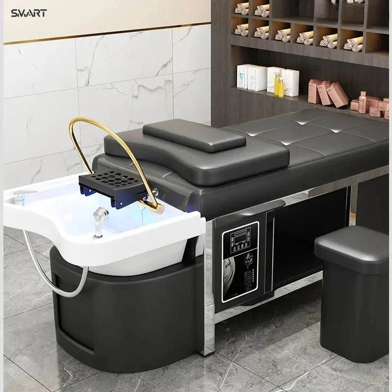 Ceramic Head Spa Basin Hair Washing Bed for Barber Shops. easy cleaning Features Thai massage, water circulation and fumigator.