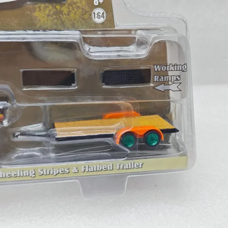

GreenLight 1:64 1977 F-100 и прицеп-платформа Free Wheeling Stripes & Flatbed Trailer Green Machine, коллекционная модель автомобиля из сплава, украшение