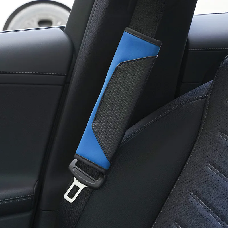 

New Car Seat Belt Protective Cover Leather Carbon Fiber Two-color Splicing Seat Belt Shoulder Guard Protective Package