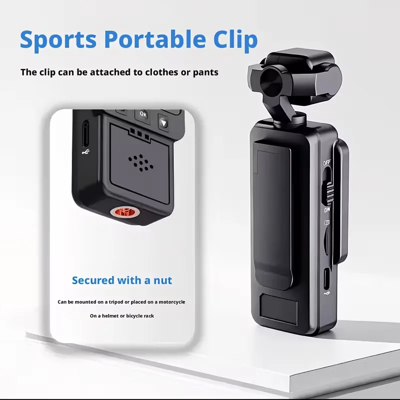 Pocket WiFi Action Camera, Image Stabilization, USB Rechargeable, Lightweight for Helmet Cycling Outdoor Travel - view 5