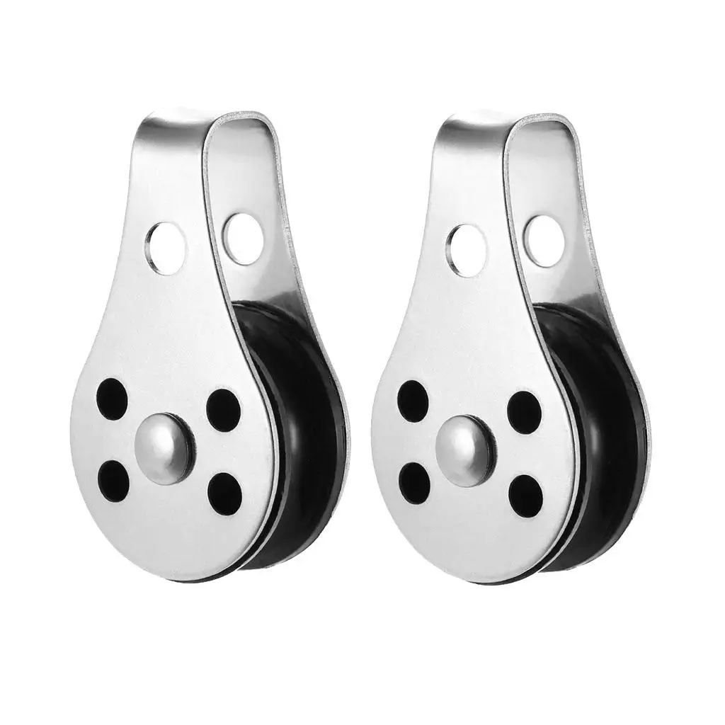 2pcs Rope Pulley Block 316 Stainless Steel Sheave for Marine Kayak Canoe Boat Sailing image 2