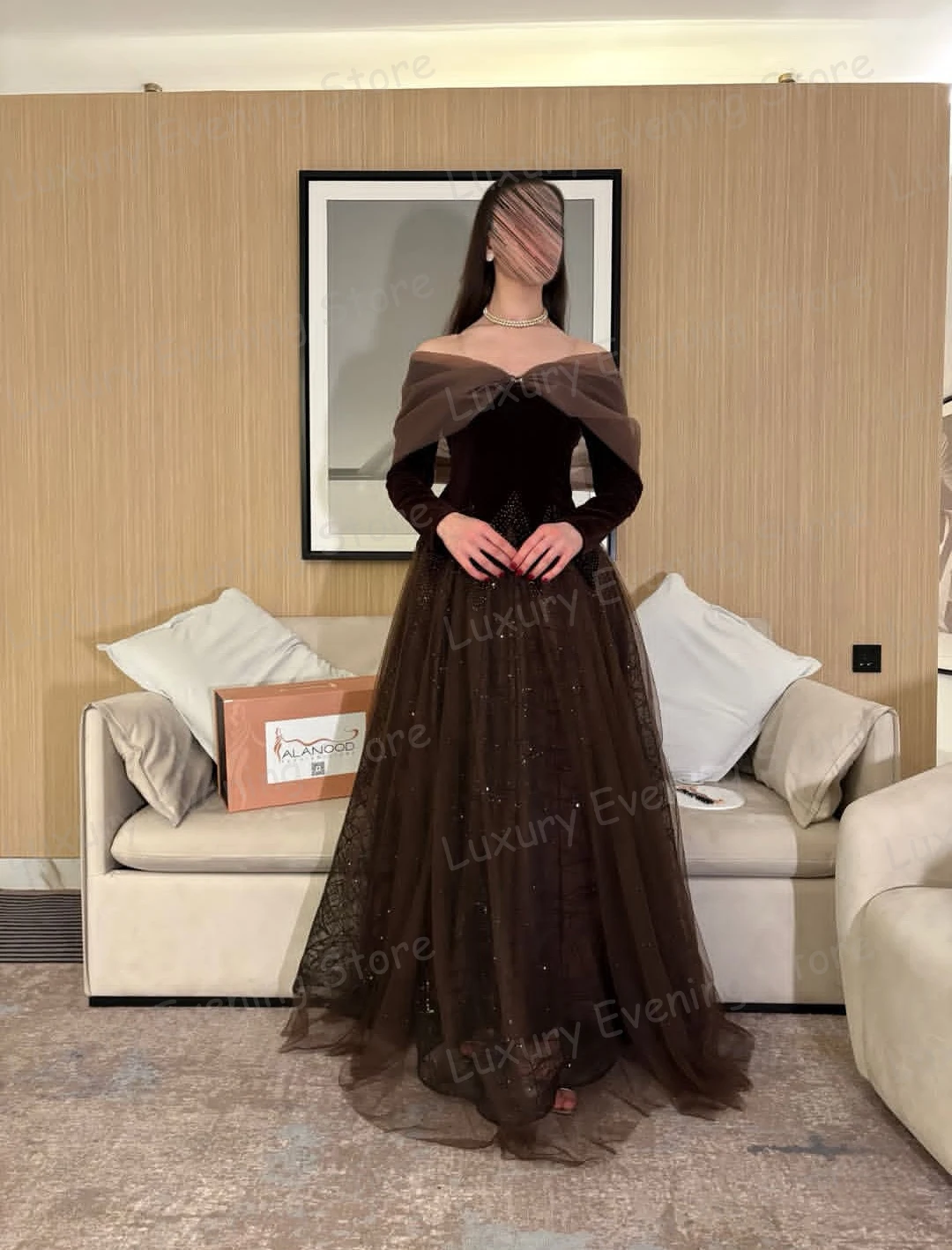 

Простые вечерние платья с открытыми плечами, женские выпускные платья с пайетками, длинными рукавами и открытыми плечами, модные, на заказ, Vestidos De Noche