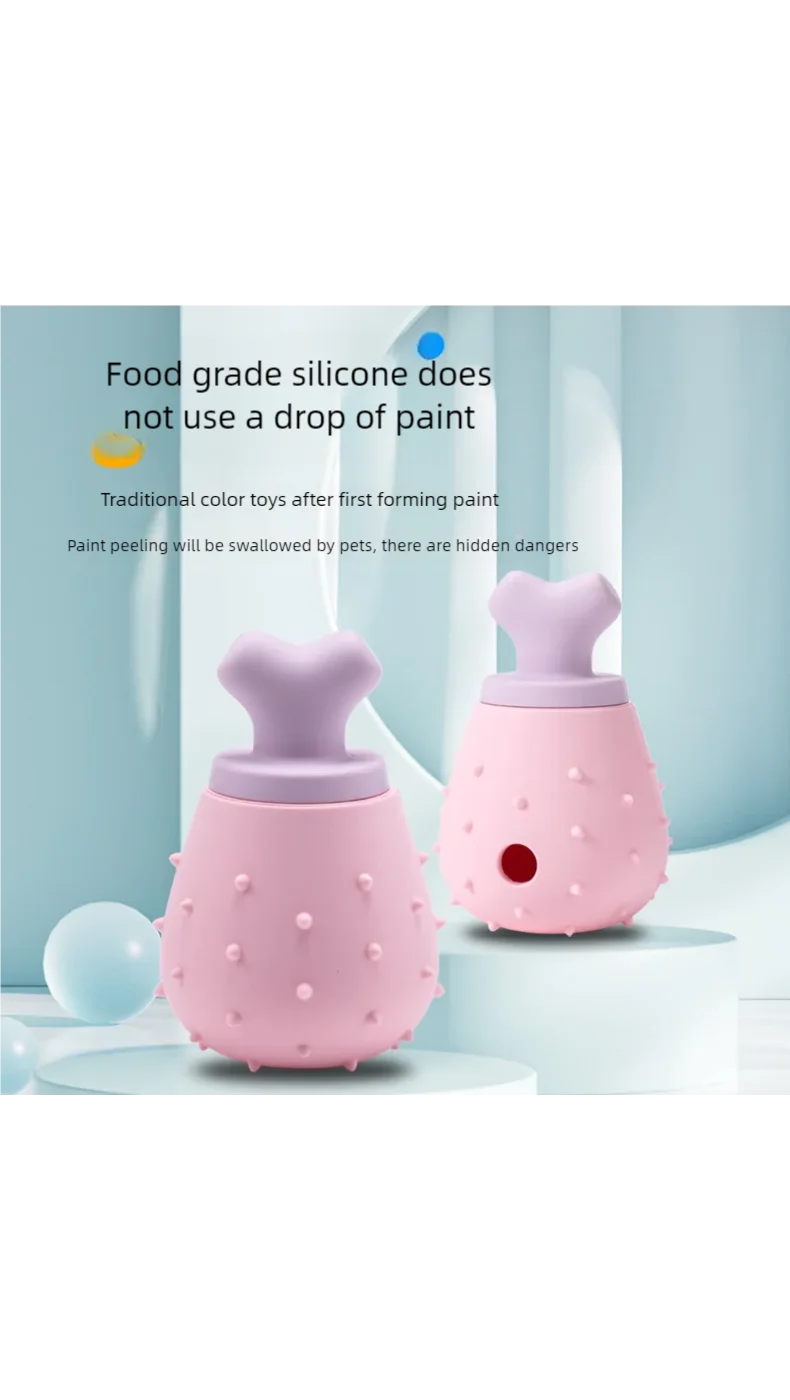 Silicone pet food vazamento brinquedo, mastigar alimentos vazamento talheres, resistente ao desgaste e alívio do estresse, pet moagem brinquedo, novo