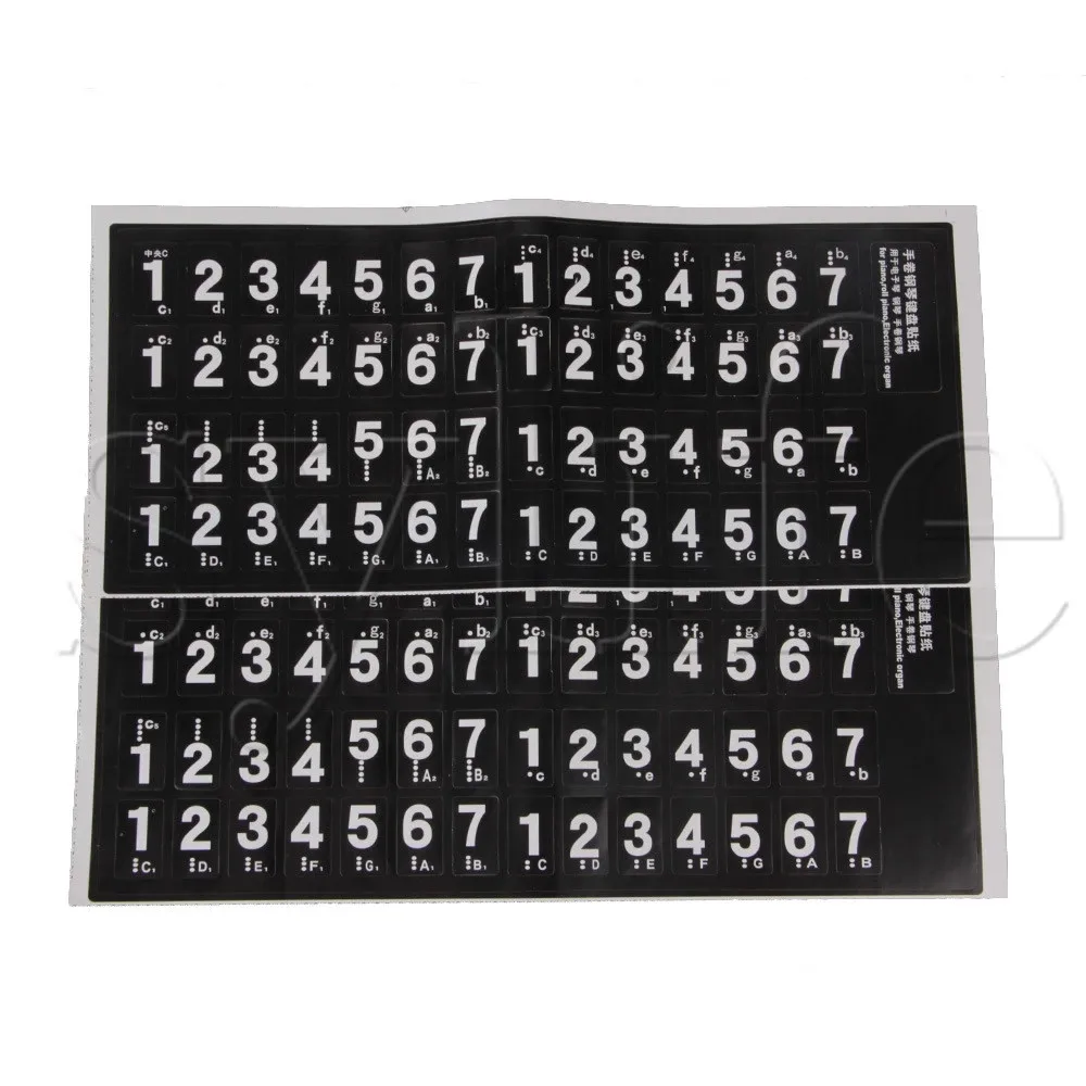 2 x Black Labels White Letters Piano Keyboard Note Stickers with 56 Lables