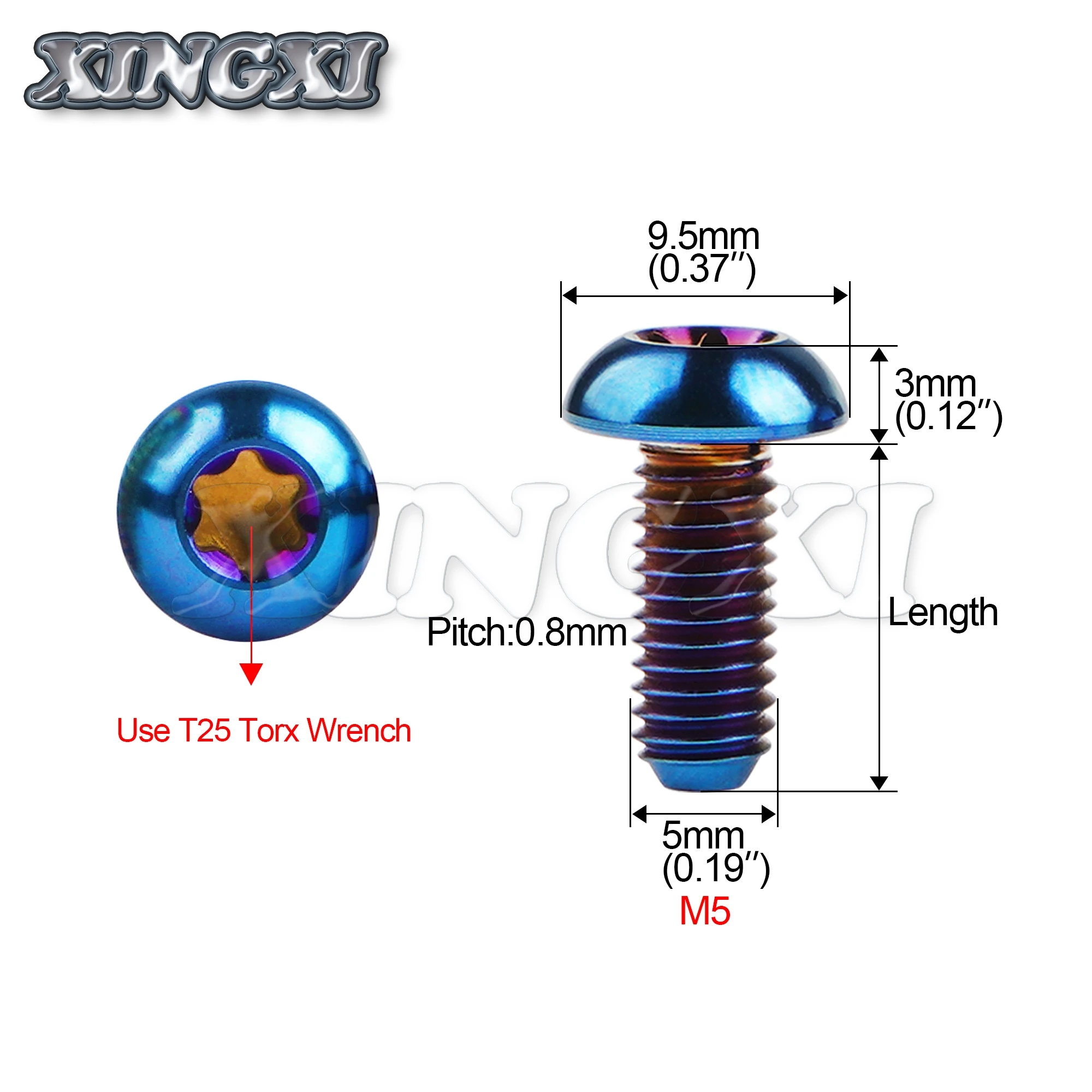 Xingxi 12Pcs Titanium Ti M5x10 12mm Screw Bolt for Disc Brake Rotors Mountain Bike & Road Bike T25 Torx Head Bicycle disc