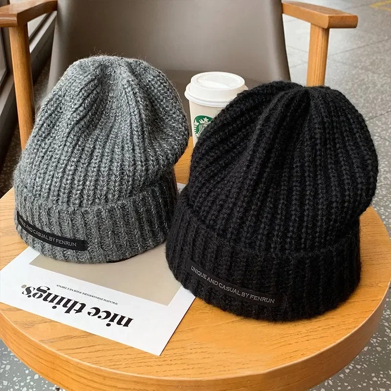 Simple Winter Woolen Knitting Bonnet Solid Colors Fashion Women Warm Cap Ins Versatile Skullcap Autumn Beanies for Lady New Hat