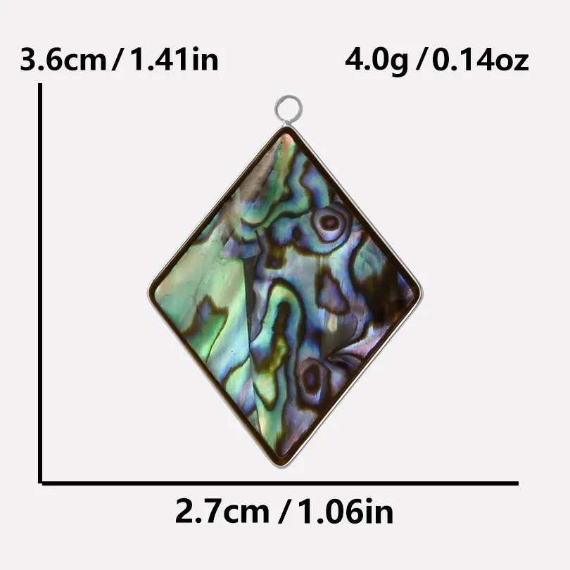 3pcs Abalone Shell Charm Round Rectangle Pendants