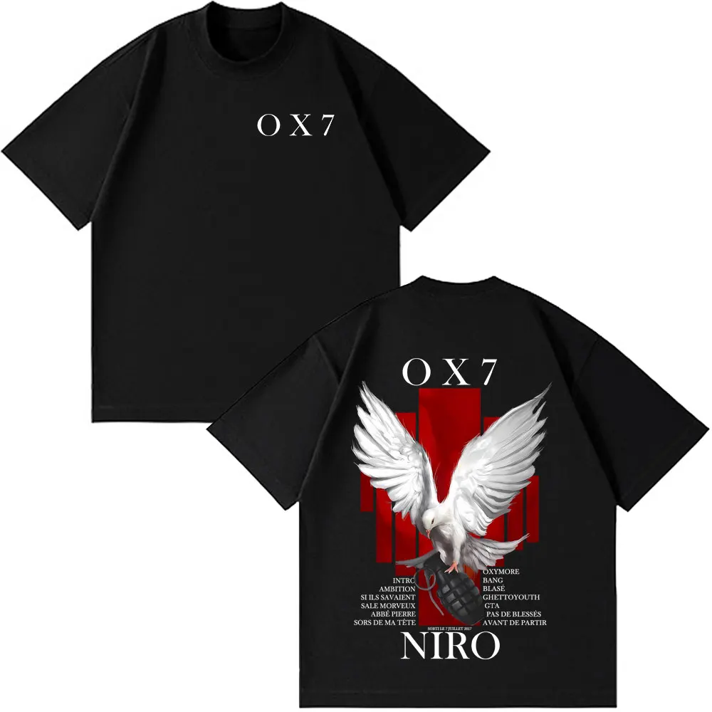 

Rapper Niro OX7 Album T-shirt Men Women Clothes Hip Hop Fashion Pop Music T-shirts Male Casual Vintage T Shirt Streetwear