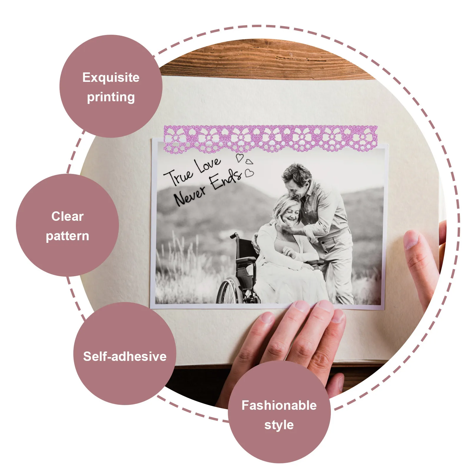 

7 Rolls Glitter Lace Tape Decorative Adhesive Masking Tape for DIY Scrapbook Planner Journal Craft Supplies School Stationery