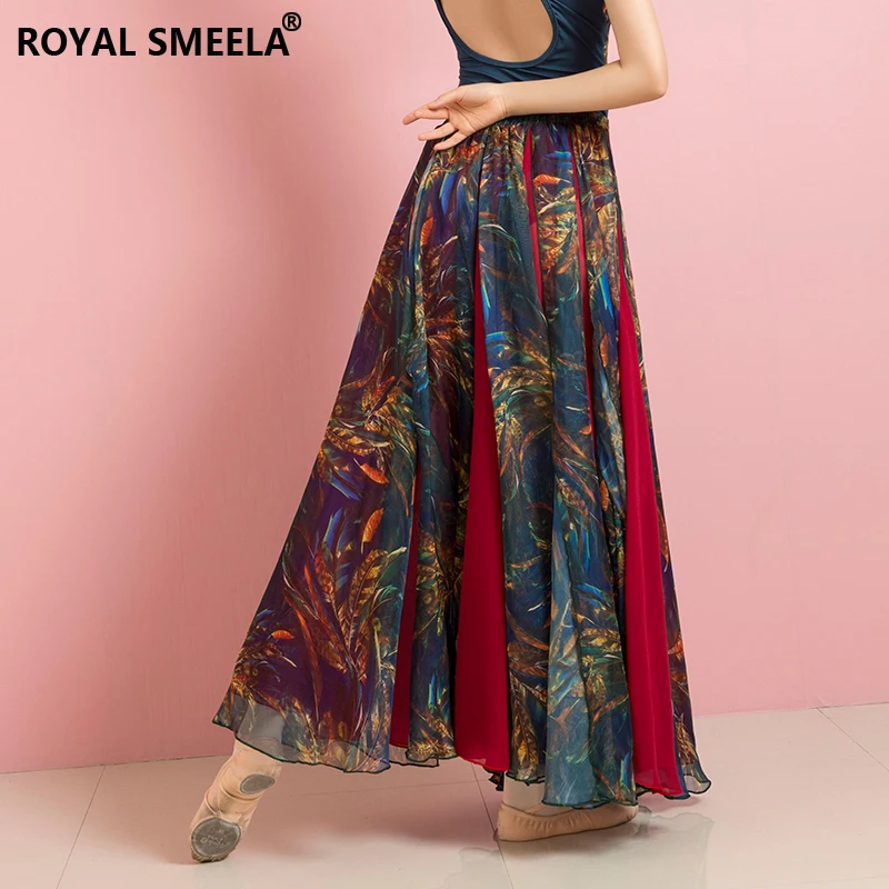 Vrouwen Buikdans Rok Buikdans Kostuum Flowy 360 Graden Rok Gedrukt Buikdans Rokken Volwassen Chiffon Bellydance Rok