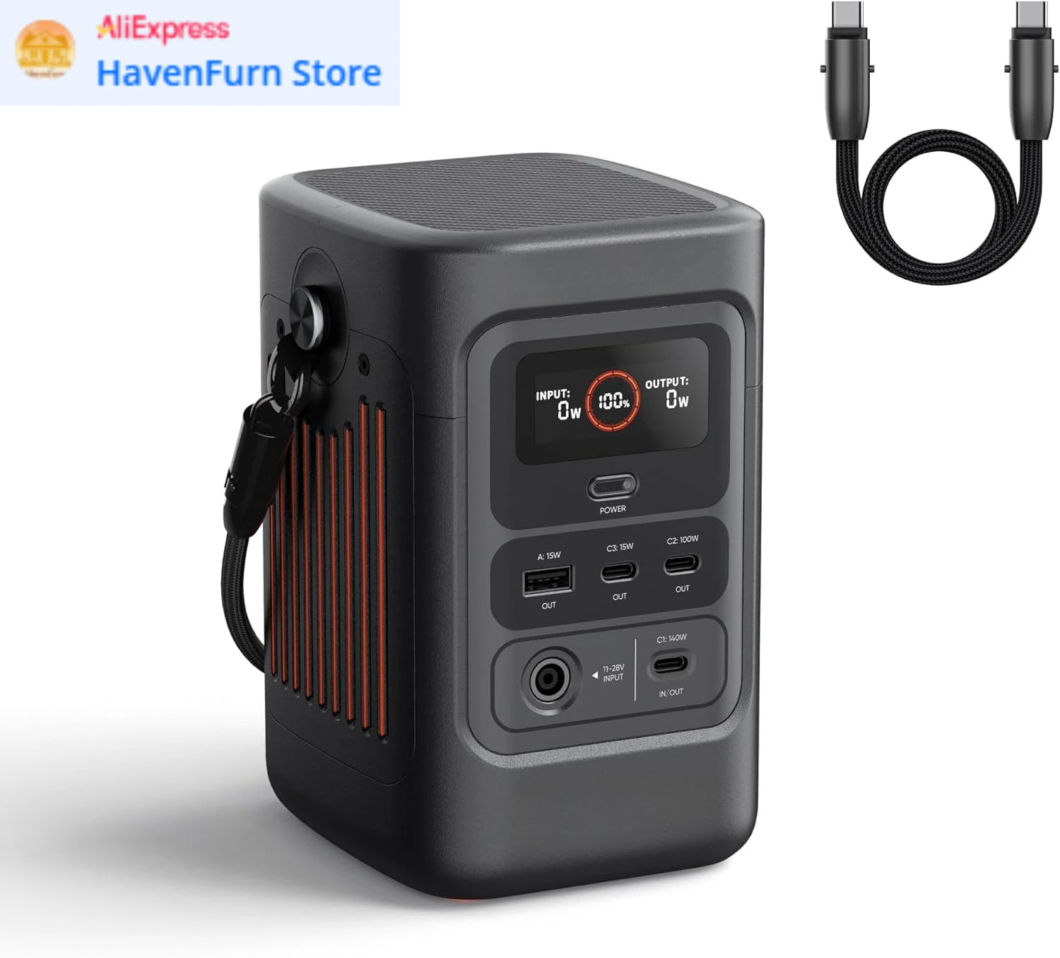 

240D Power Bank (80,000mAh), LiFePO4 Battery 256Wh Portable Power Station, USB-C Cable Included,200W DC Output