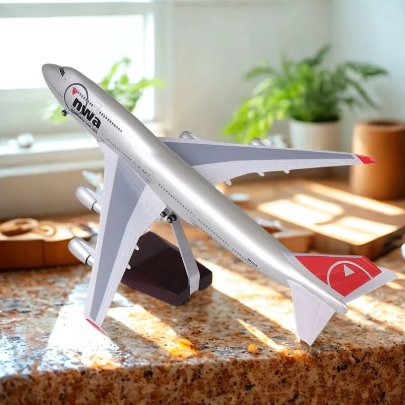 

Toy Planes 47CM Scale Airplane B747 Northwest Airlines Model Diecast Resin Plane Collection Decoration Display Toys Gift