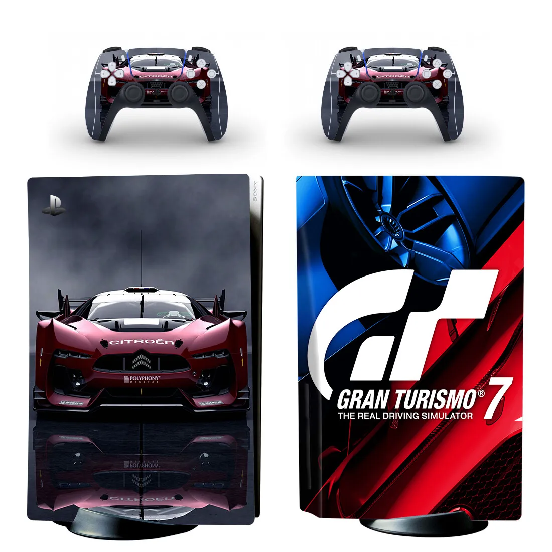 Gran Turismo GT Sport PS5 Disc Skin Sticker Decal Cover for Console and 2 Controllers PS5 Disk Skin Sticker Vinyl