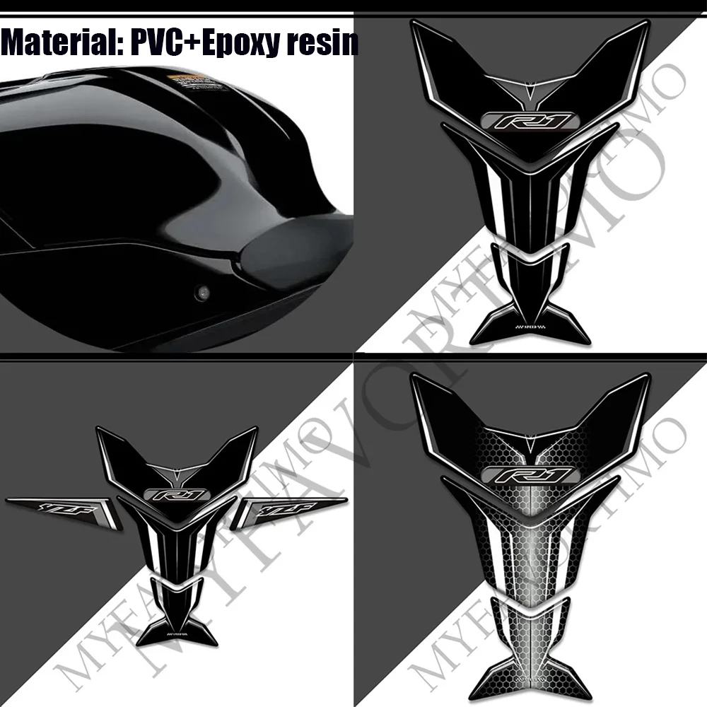 

For YAMAHA YZF-R1 YZF R1 YZFR1 Tank Pad Stickers Decal Knee Fuel Protector Emblem Badge Logo