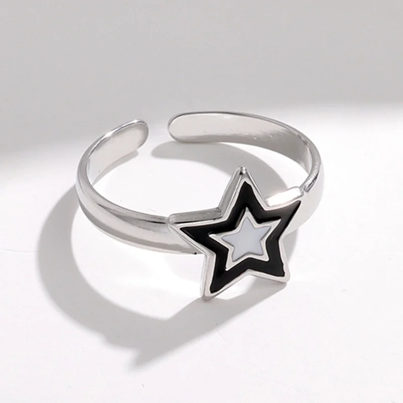 Vintage Punk Irregular Hollow Star Metal Open Rings for Women Fashion Statement Gothic Adjustable Couple Rings Y2K Wed Jewelry