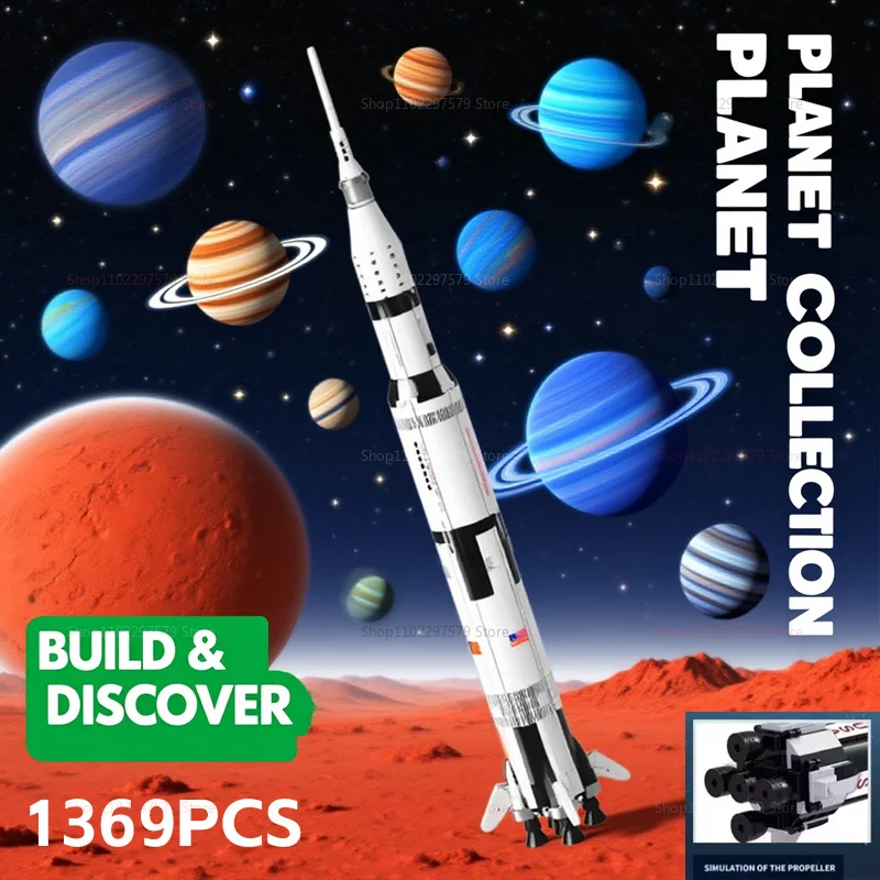 Cohete espacial 1969 Uds. Bloques de construcción técnicos cohete ladrillo modelo niños juguetes educativos lanzamiento vehículo regalo cumpleaños coleccionable