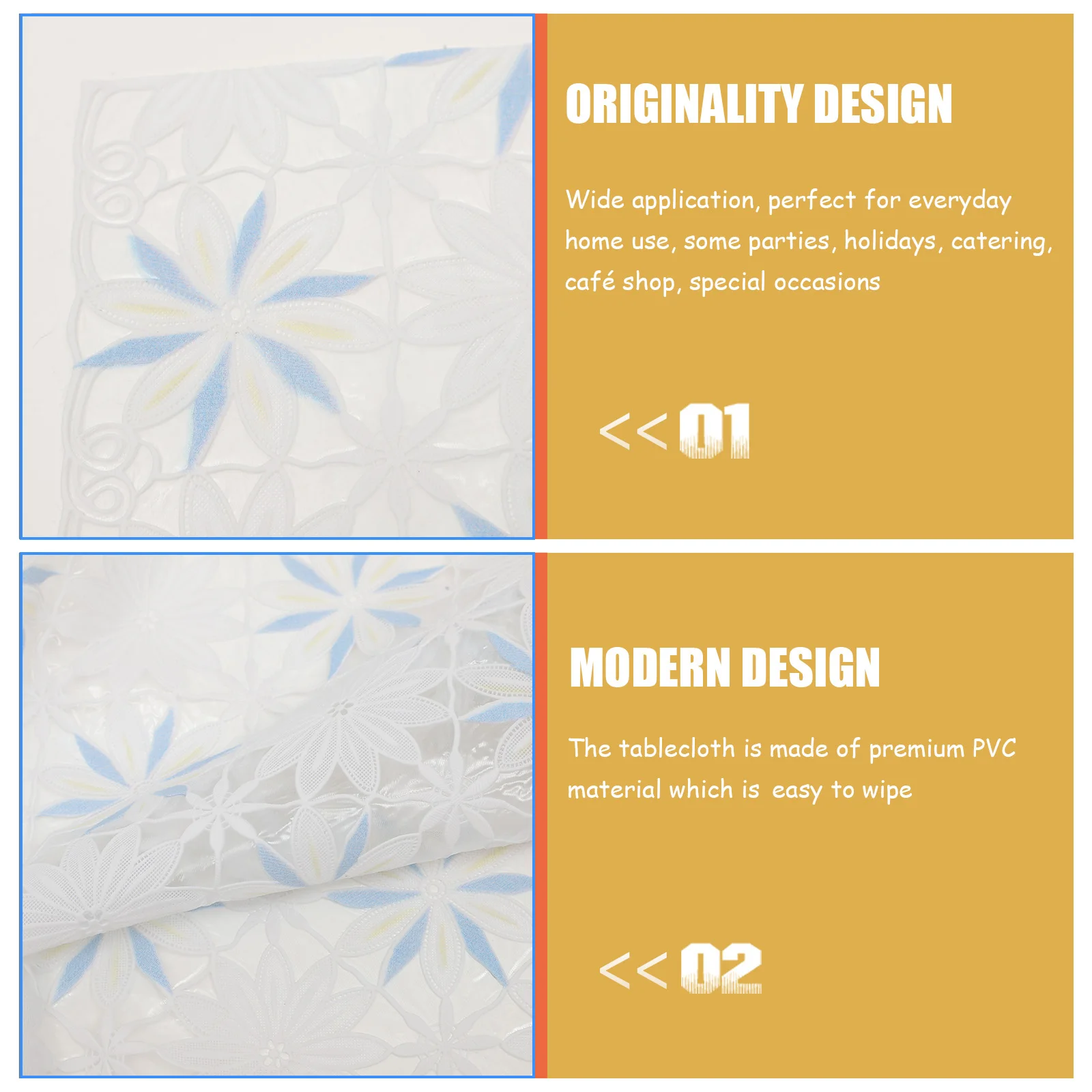 

Waterproof Tablecloth PVC 70x136cm Rectangle Blue Stain Resistant Heat Proof Table Cover Protector for Dining Home Decor