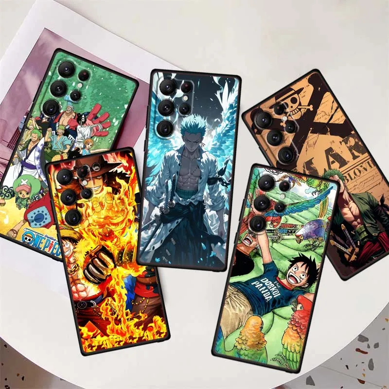 

Cartoon One Piece Cool Phone Case For Samsung Galaxy S26 S25 S24 S23 S22 S21 S20 Ultra Plus FE 5G Black Soft