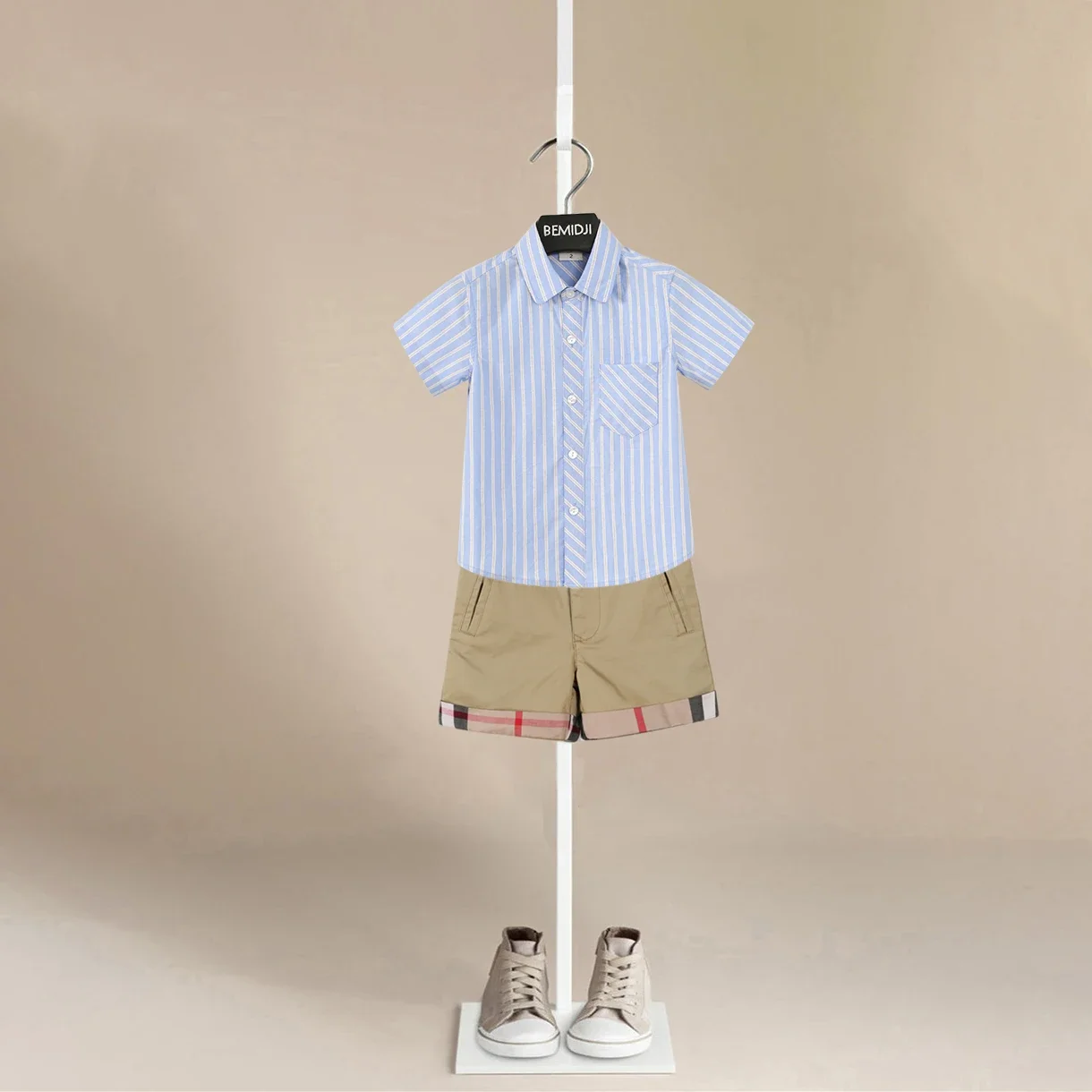 Summer Children Baby Clothes Short Sleeve Striped Shirt Pants Gentlemen Elegant Suit Kids Tracksuit For Toddler Boys Casual Sets