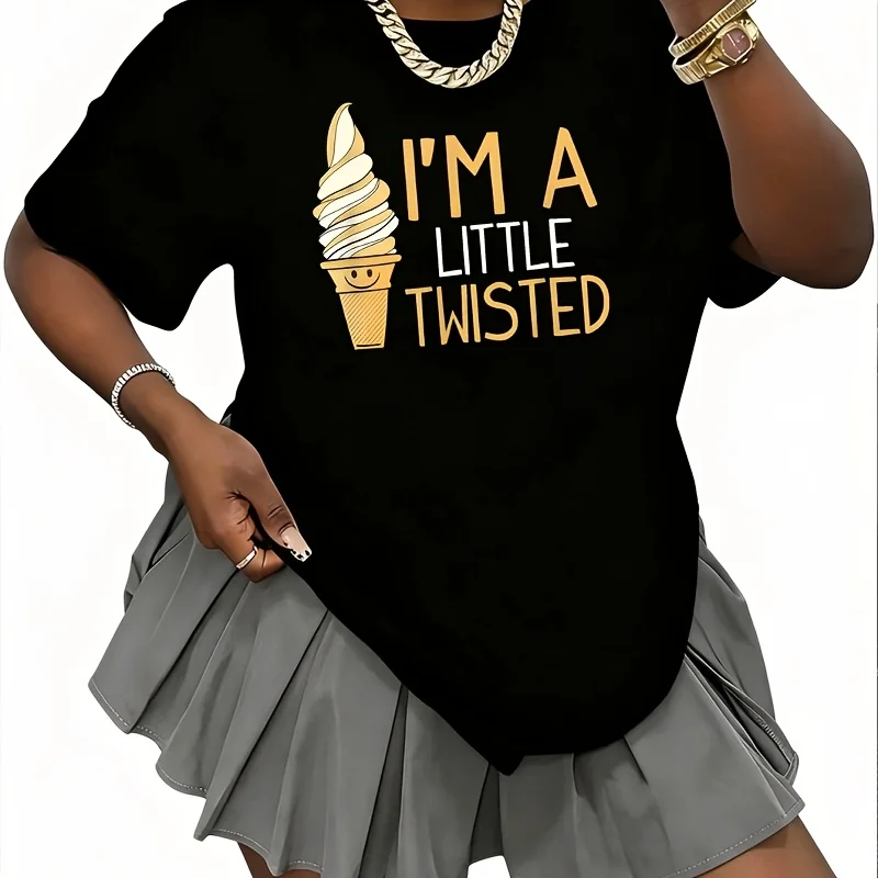 I'M a Little Twisted Women's T-Shirt 100% Cotton Fun Print Short Sleeve Top Casual Round Neck Tee S-5Xl