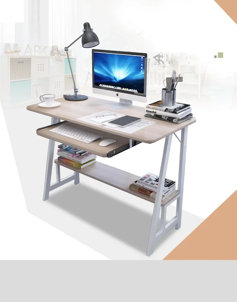 

-Stand Study Computer Table PC Wooden Desk Metal For Home Office Iron Modern Small Desk Custom Size