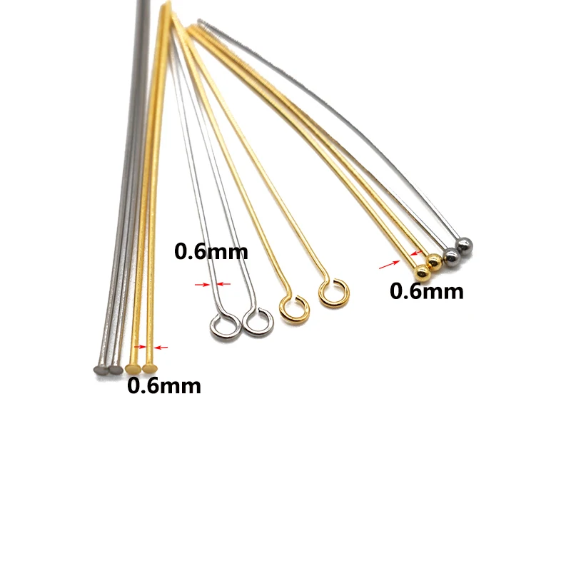 50pcs Gold Plated Stainless Steel Ball Pins 16mm 20mm 25mm 30mm 35mm 40mm Bead Pins for DIY Earrings Jewelry Making Findings