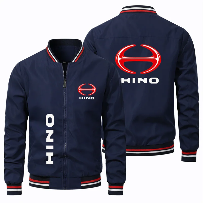 

HINO Printed Jacket Spring and Autumn Men's New Baseball Jacket Round Neck Threaded Closure Top Coat Men's Oversized S-4XL