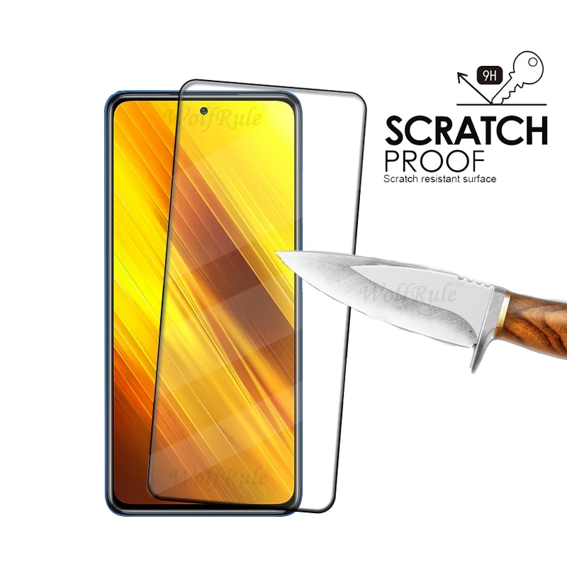 4/3/2/1PCS Full Cover Glass For Poco X3 Pro Glass Xiaomi Poco X3 Pro Tempered Glass Full Glue 9H HD Screen Protector Poco X3 Pro