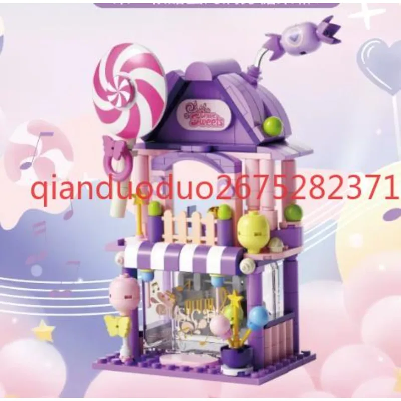 Colorful street scene assembled building block toy ornament girl birthday gift children puzzle
