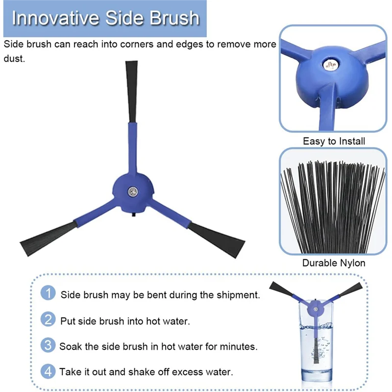 A24P فرشاة جانبية مرشحات HEPA ملحقات المكنسة الكهربائية البلاستيكية لـ Eufy Robovac X8 Hybrid Series جهاز آلي لتنظيف الأتربة