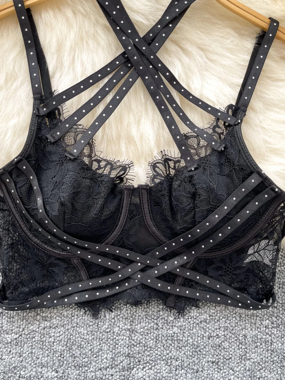 Sexy Lace Me Diamond Cross Strap ter Weste Damen Ins Spicy Slim Fit Base Irt Commute Sle Regelmäßige Länge Oberbekleidung