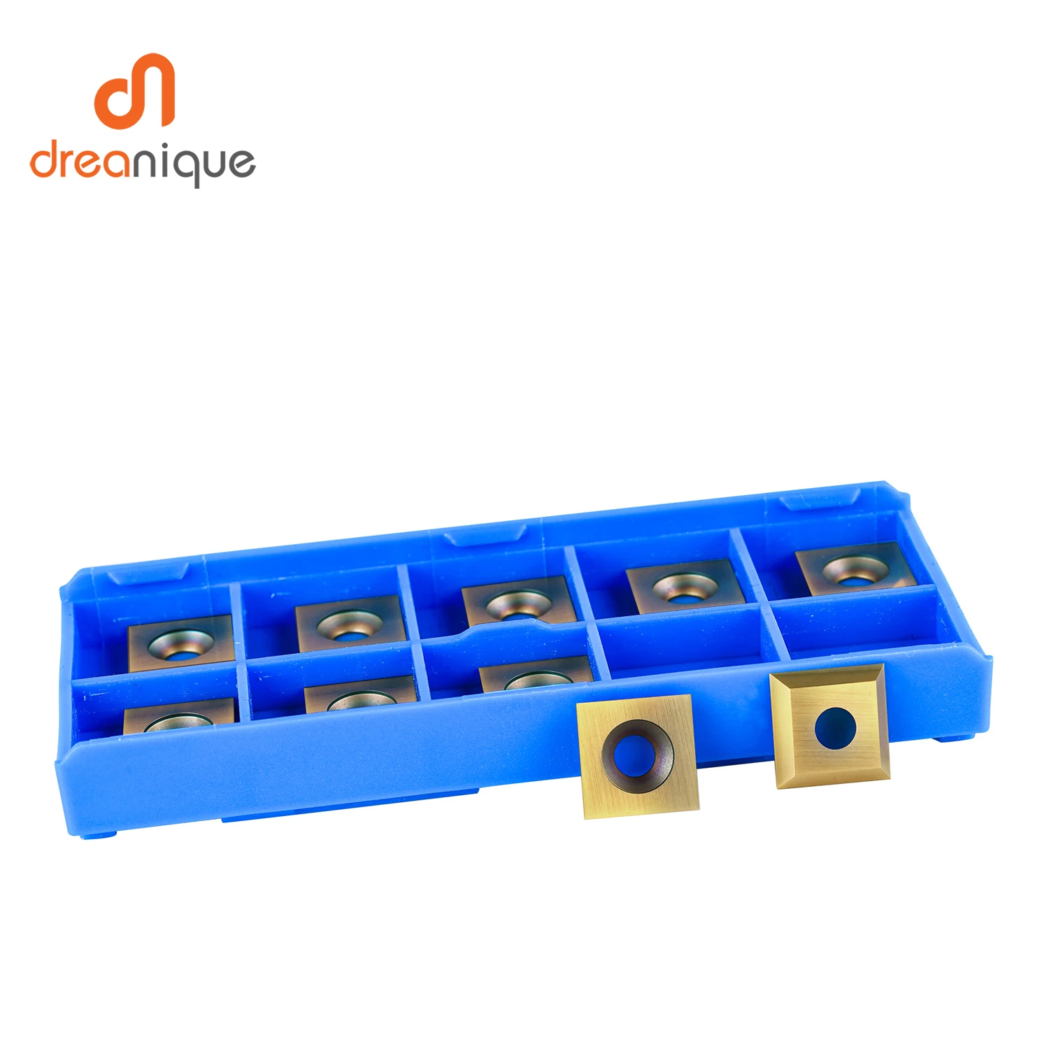 Dreanique 10pcs Carbide Insert ATS Coating for Spoilboard Planer Bit (12mm X 12mm X 2.2mm X 35 Deg) Cutting Angle Straight Hole