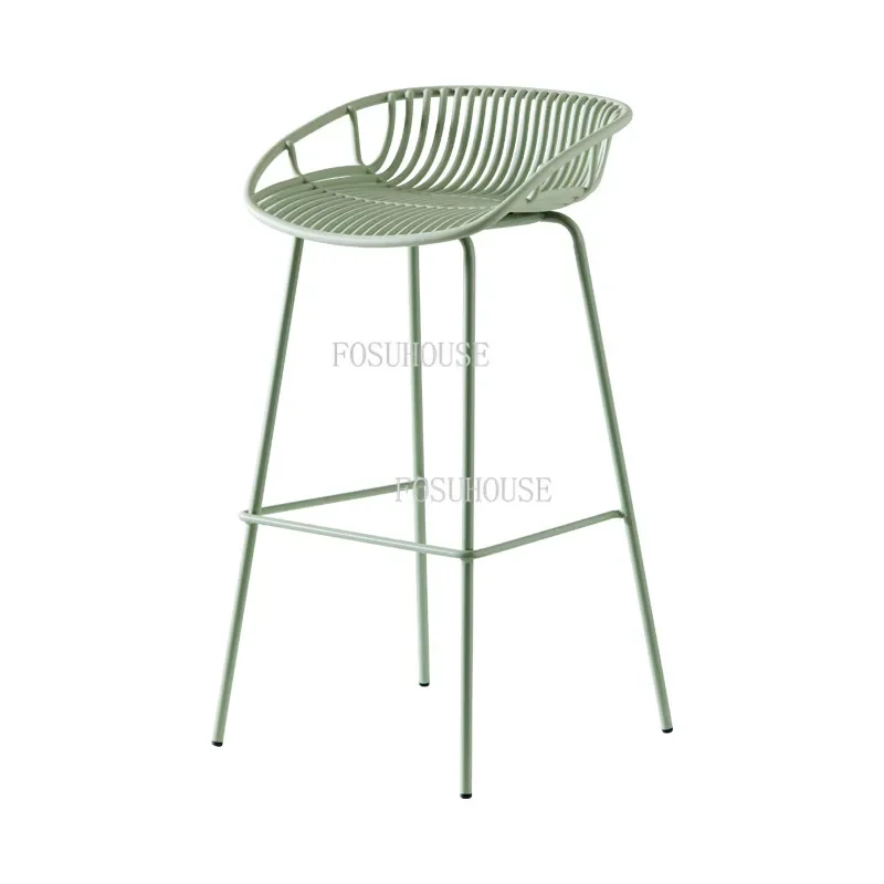 北欧錬鉄製バーチェアホーム背もたれ高足スツールモダンなミニマリストバースツールキッチンフロントデスクバー家具CN