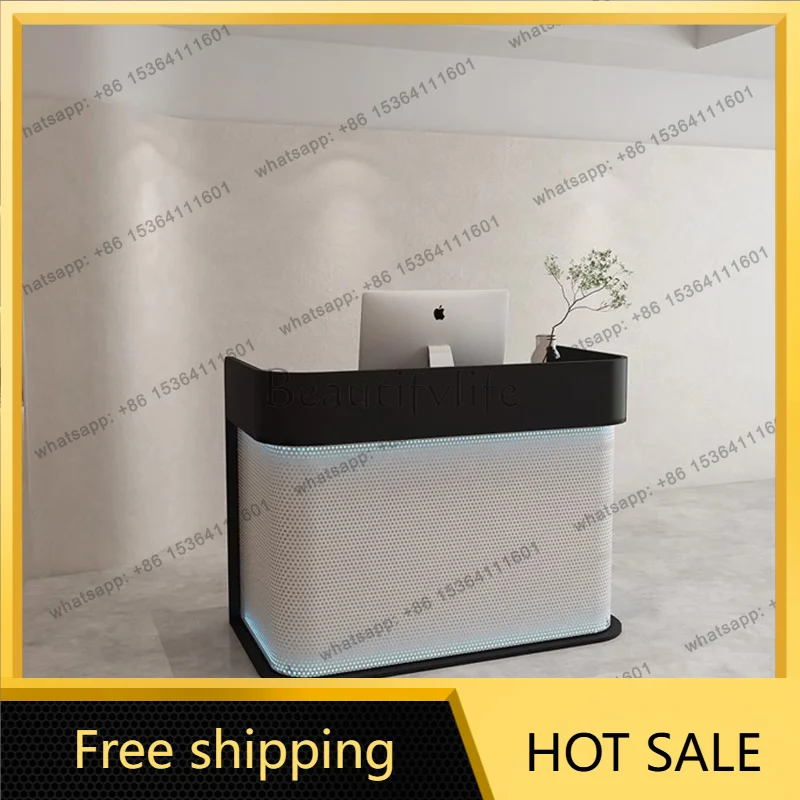 Best Sellers Hotel Industrial Reception Desks Black Led Lights Minimalist Reception Desks Aesthetic Corner Mostrador Commercial