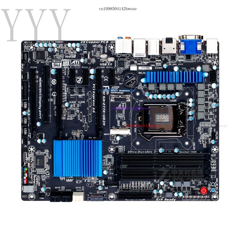95% novo para placa-mãe GIGABYTE GA-Z77X-UD3H Intel Z77 DDR3 LGA 1155 ATX