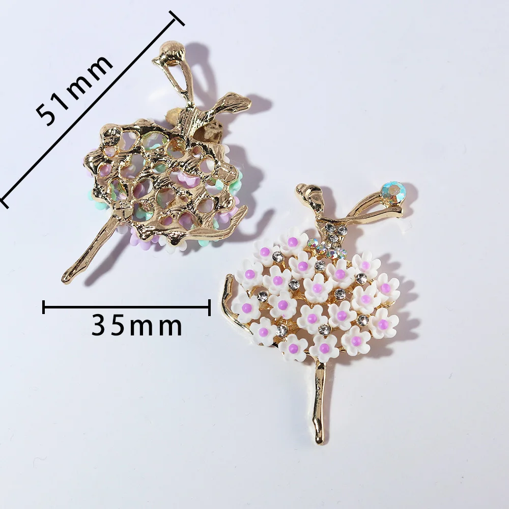 New 16 colors Resin Floral Ballet Rhinestone Flat Base for DIY Hair Accessories or Wedding Decorations