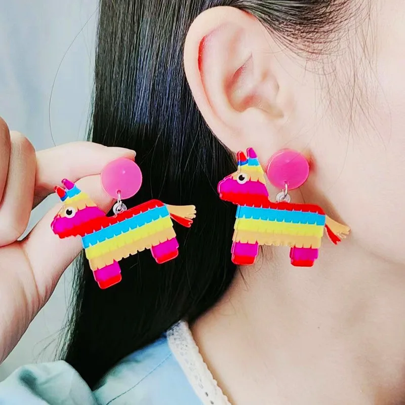 Mexican Fiesta Earrings - Cinco de Mayo Sombrero Piñata Earring Taco Tuesday Acrylic Jewelry Accessories Holiday Gifts for Her