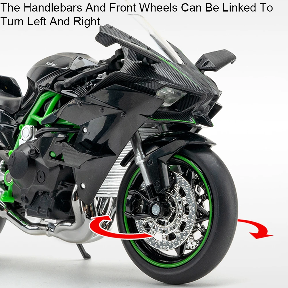 1:12 카와사키 H2R ZX-10R 합금 다이캐스트 오토바이 모델 장난감 자동차 시뮬레이션 금속 오토바이 소리와 빛 컬렉션 어린이 장난감 선물