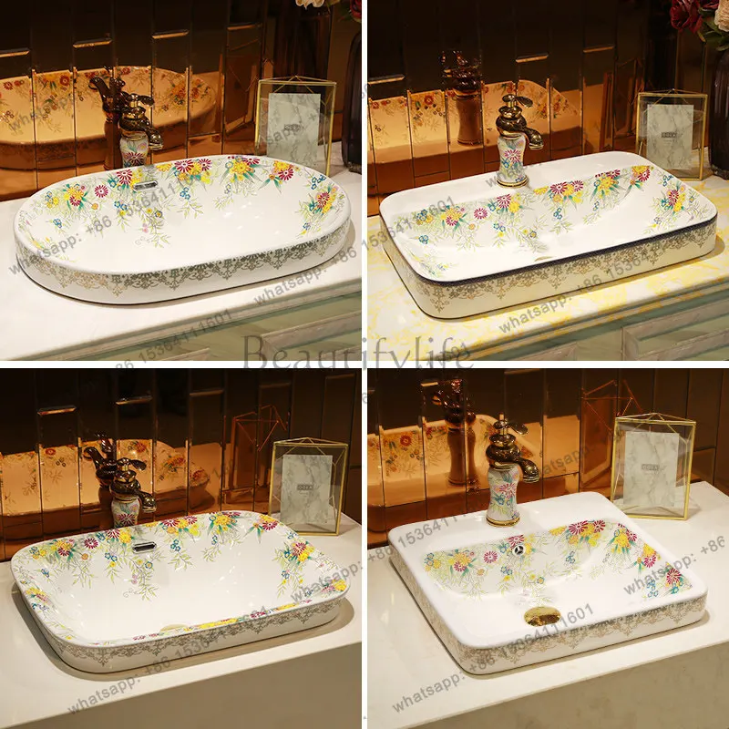 Ceramic semi-embedded Taichung basin for face washing and household table basin