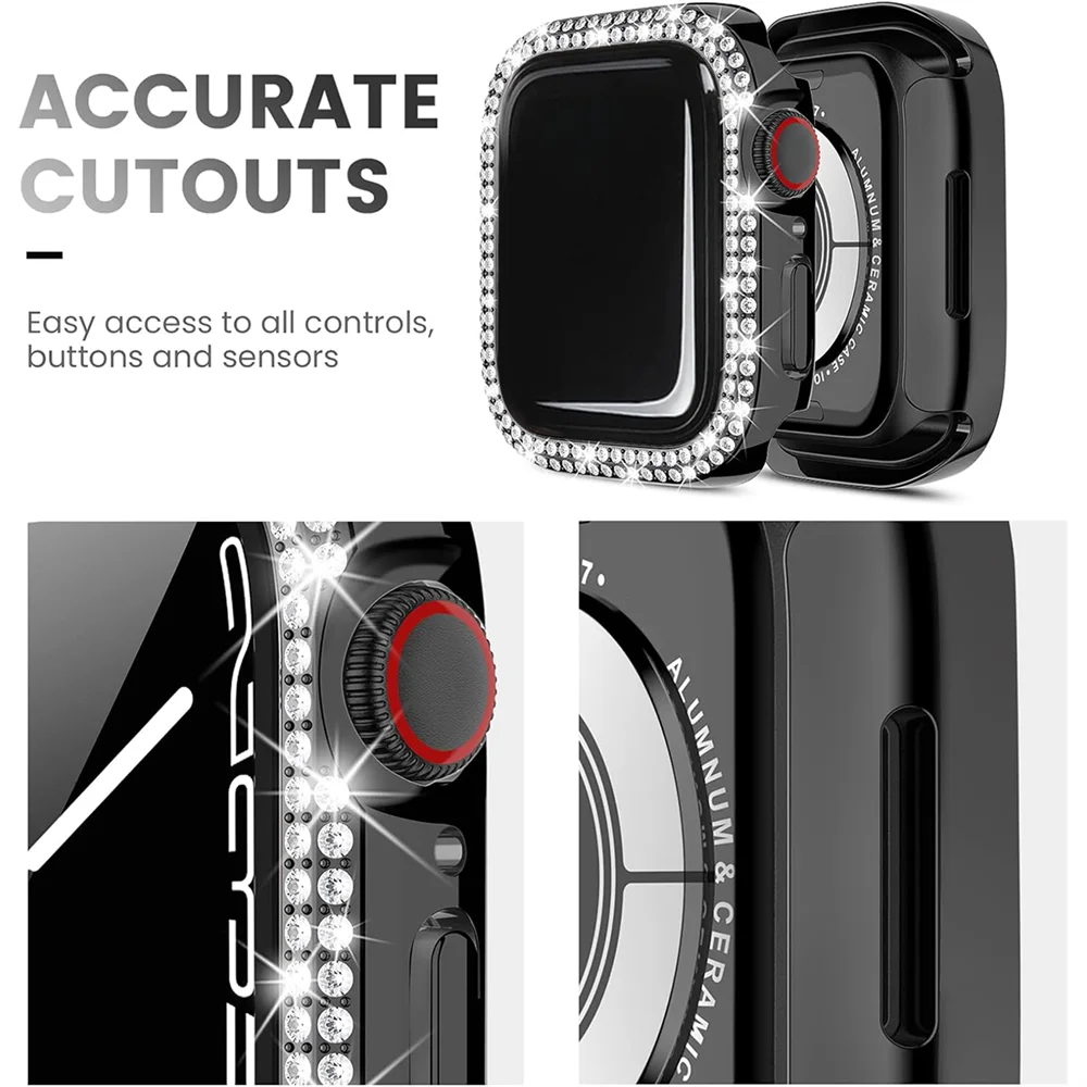 Bling Case for Apple Watch series 10 46mm 42mm PC Hard Diamond Bumper No Screen Protector Cover for Iwatch S10 42/46 Accessories