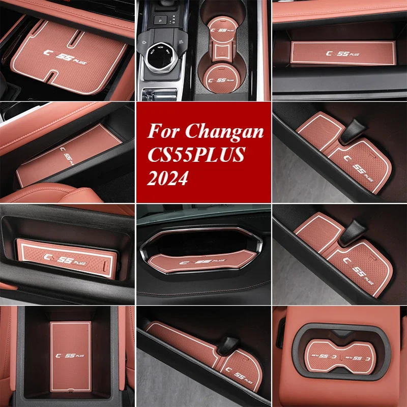 For Changan CS55PLUS 2024 Car Gear Panel Pad Gear Sticker Water Cup Door Slot Storage Pad Modification Supplies Auto Accessories